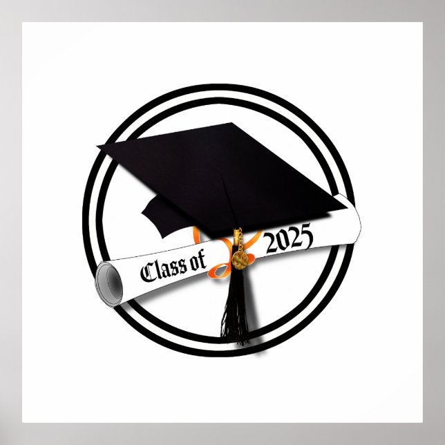 Grad Cap Diploma Class of 2025 Poster (Front)