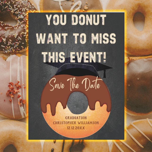 Grad Cap Donut Graduation Save The Date Postcard (Creator Uploaded)