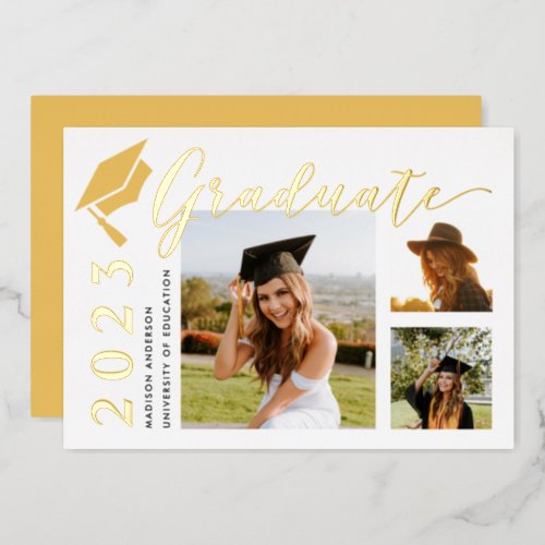 Grad Cap  Foil Photo Graduation Announcement