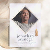 Grad Cap | Gold Blue & White Photo Announcement