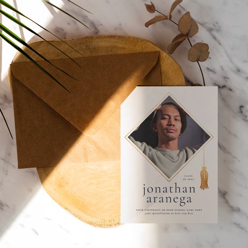 Grad Cap  Gold Blue  White Photo Announcement