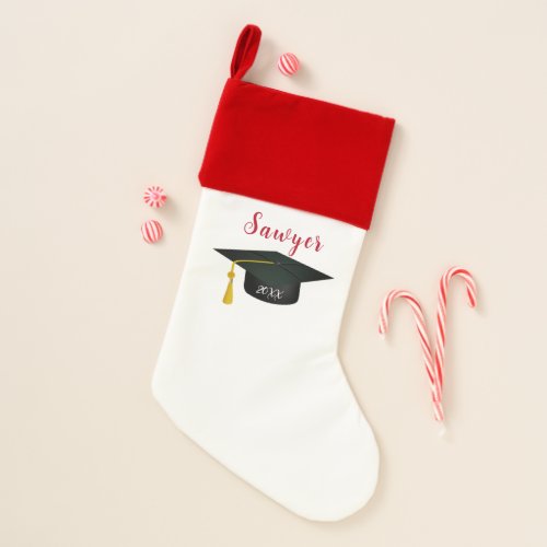 Grad Cap Graduation Christmas Stocking