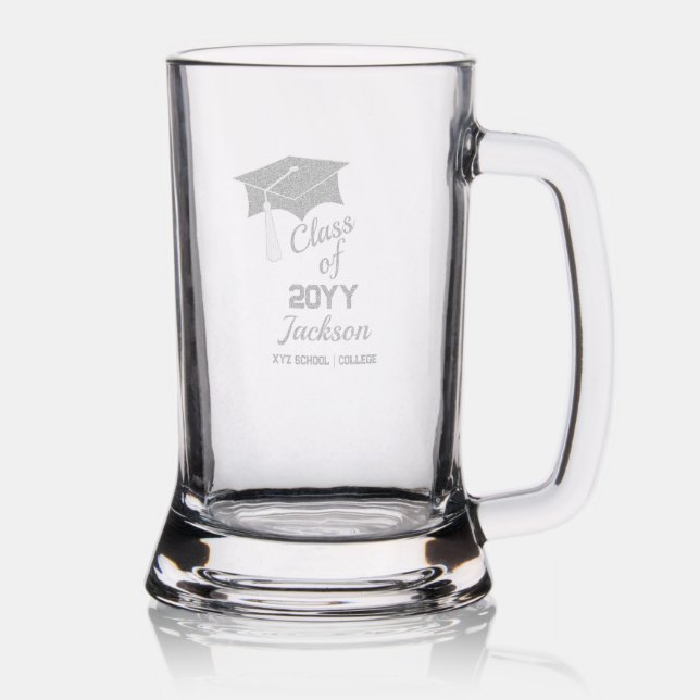 Grad Cap Graduation Class Year | Name | School Stein (Glassware)