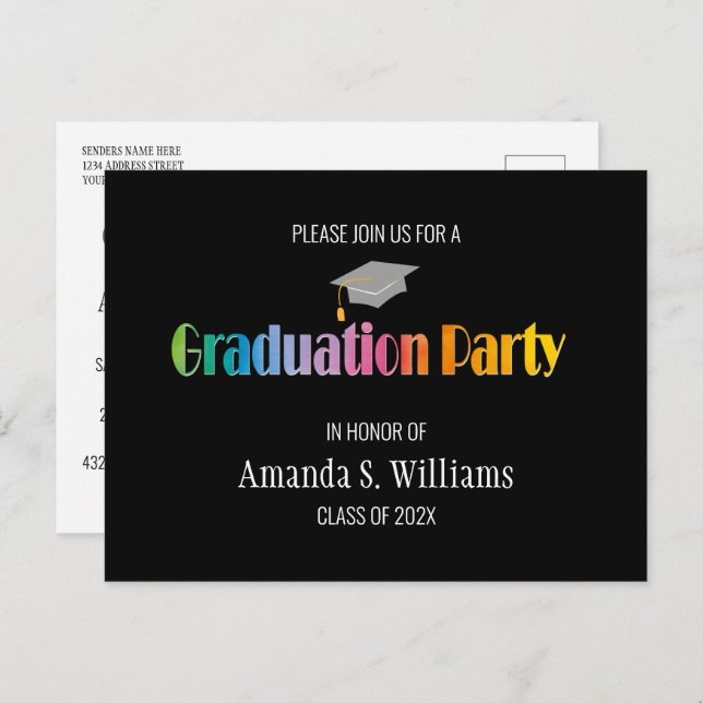 Grad Cap Graduation Party Invitation (Front/Back)