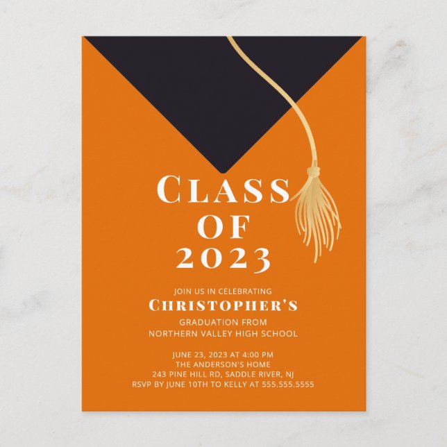 Grad Cap Graduation Party Invitation (Front)