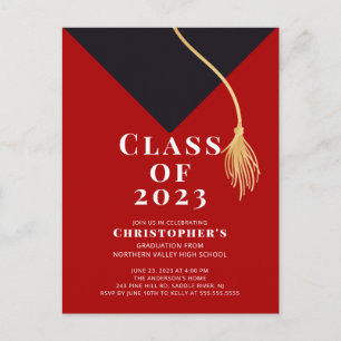 Grad Cap Graduation Party Invitation Postcard