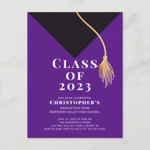 Grad Cap Graduation Party Invitation Postcard