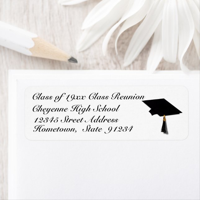 Grad Cap High School Reunion Label (Insitu)