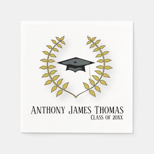 Grad cap  Leaves Standard Cocktail Paper Napkins