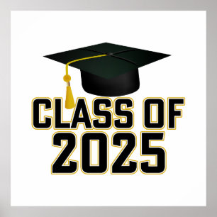 Grad Cap Letterman Class of 2025 Poster