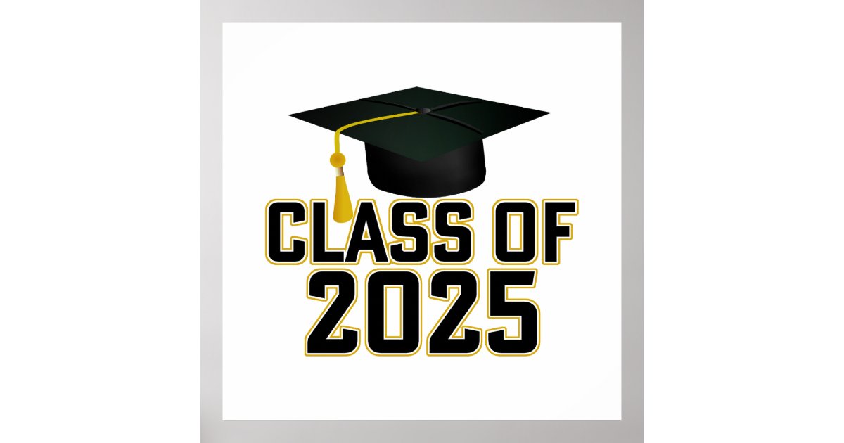 Grad Cap Letterman Class of 2025 Poster