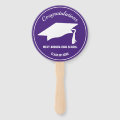 Grad Cap Modern Graduate Photo Purple Hand Fan | Zazzle