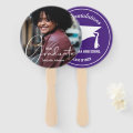 Grad Cap Modern Graduate Photo Purple Hand Fan | Zazzle