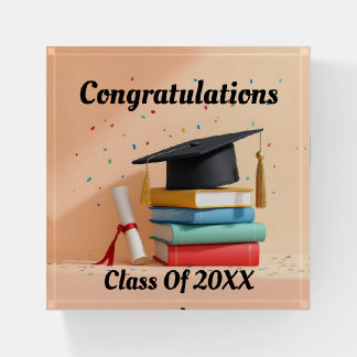 Grad Cap On Books Paperweight