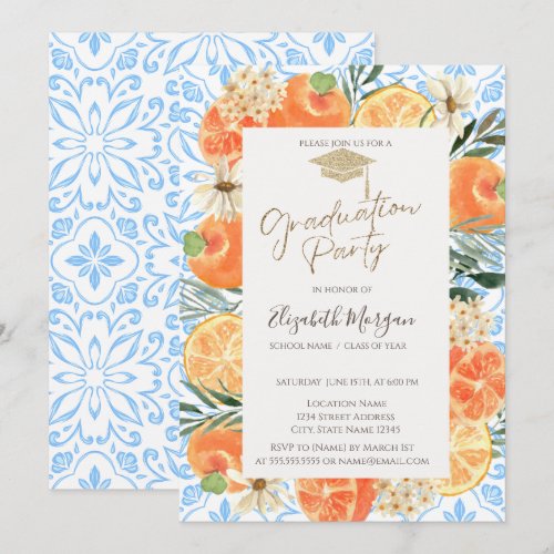 Grad Cap,Orange Mediterranean Blue Graduation
