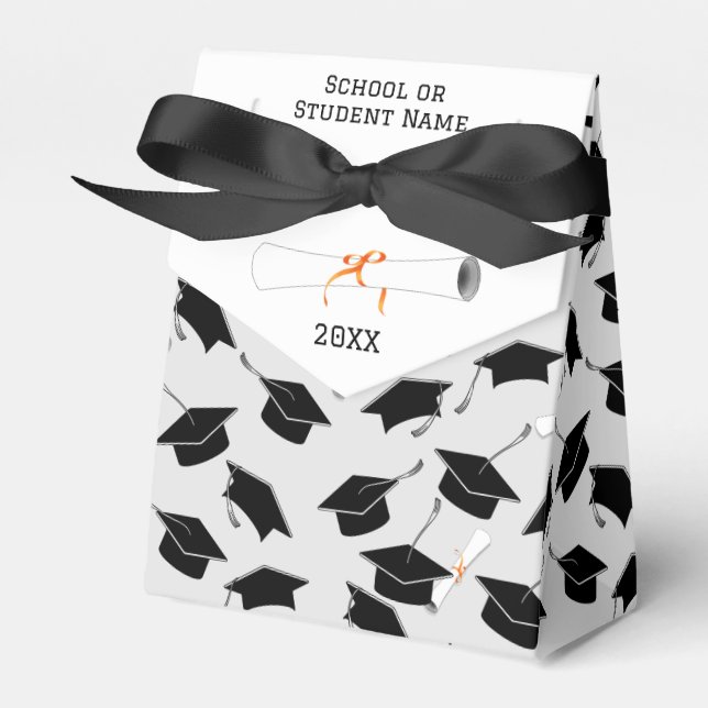 Grad Cap Pattern Graduation Favor Boxes (Front Side)