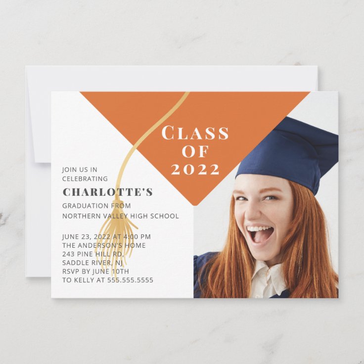 Grad Cap Photo Graduation Invitation | Zazzle