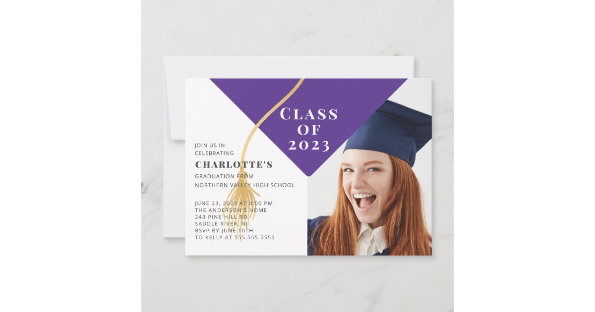 Grad Cap Photo Graduation Invitation | Zazzle