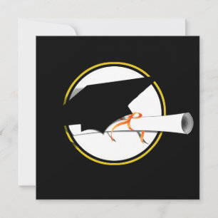 Grad Cap Tilt on Black Background Invitation