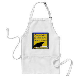 Grad Cap Tilt w/ School Colors Blue And Gold Adult Apron