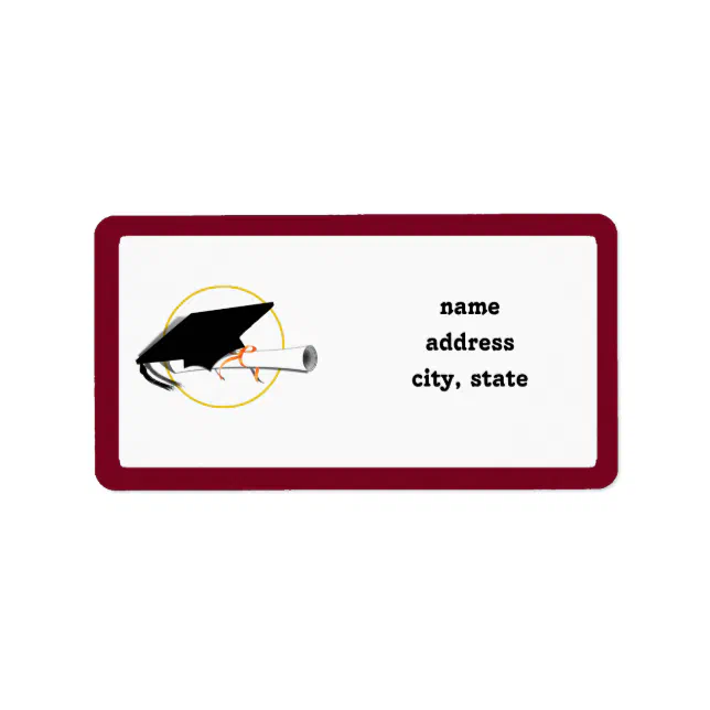 Grad Cap Tilt w/ School Colors Red And Gold Label | Zazzle