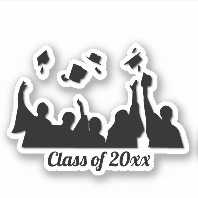 Grad Cap Toss Graduation Sticker (Front)