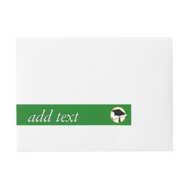 Grad Cap w/Diploma - Green Wrap Around Address Label (Front)