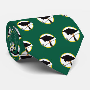 Grad Cap w/Diploma School Colors Graduation Neck Tie
