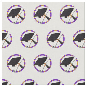 Grad Cap w/Diploma - School Colors Purple & Gold Fabric