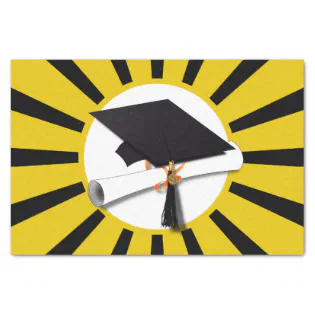 Grad Cap with Black and Gold Graduation Tissue Paper