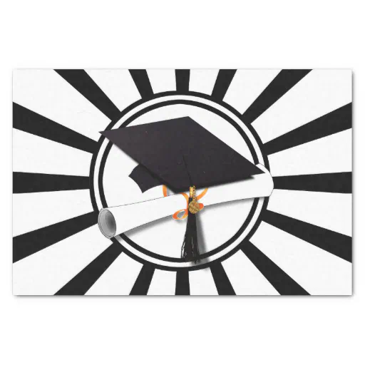 Grad Cap with Black and White Graduation Tissue Paper