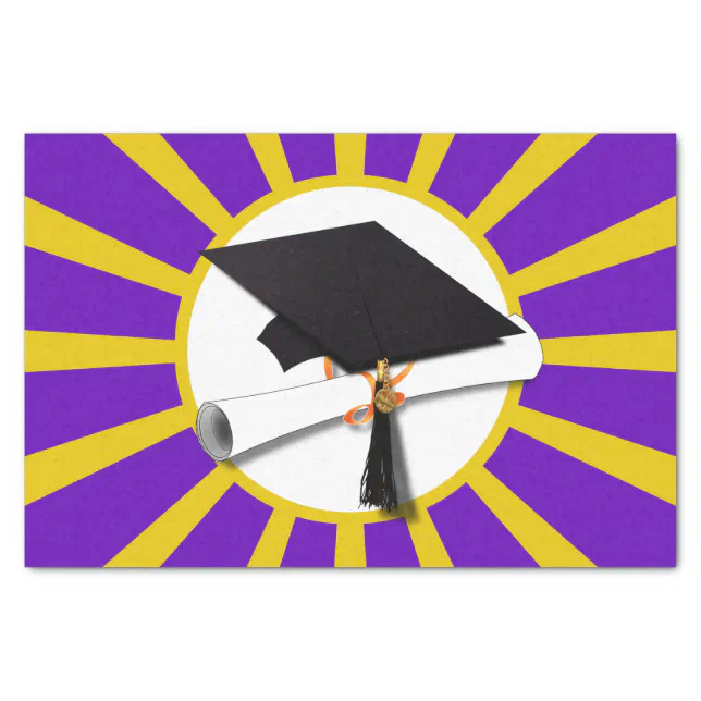 Grad Cap with Purple and Gold Graduation Tissue Paper | Zazzle