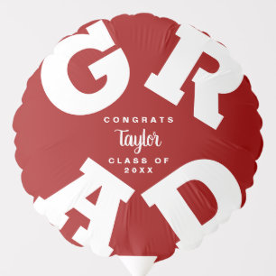 GRAD Cardinal White Personalized Balloon