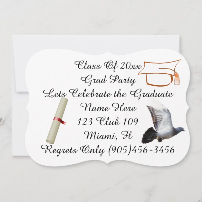 Grad Class Fancy Doves Peace Personalize Name Invitation (Front)
