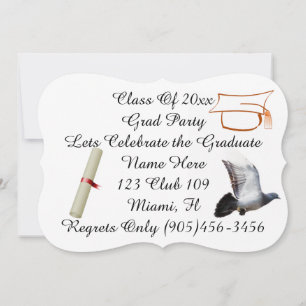 Grad Class Fancy Doves Peace Personalize Name Invitation