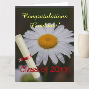Grad Class Fancy Personalize Name Floral Daisy Card