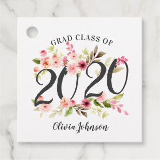 Grad Class of 2020 | Pink Watercolor Flowers Favor Tags