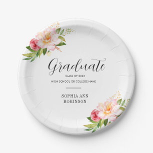 Grad Class of 2023 Floral Graduation Party Paper Plates