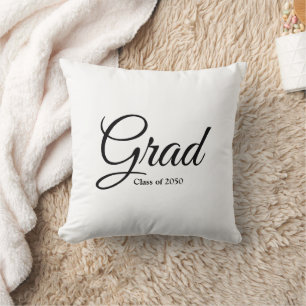 Grad class of 2024 black white custom script text throw pillow