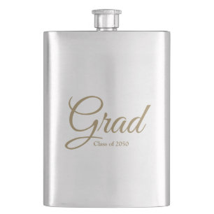 Grad class of 2024 gold custom script text flask