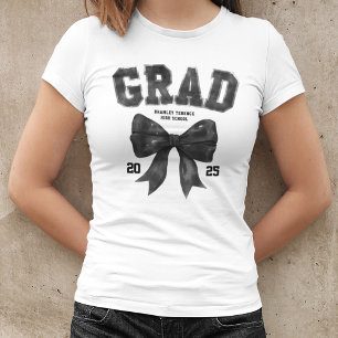Grad Class of 2026 Black Bow Graduation Year T-Shirt