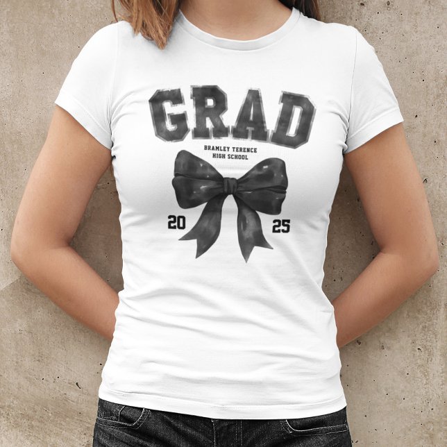 Grad Class of 2026 Black Bow Graduation Year T-Shirt (Creator Uploaded)