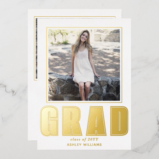 GRAD Class of 2026 graduation white announcement (Front/Back)