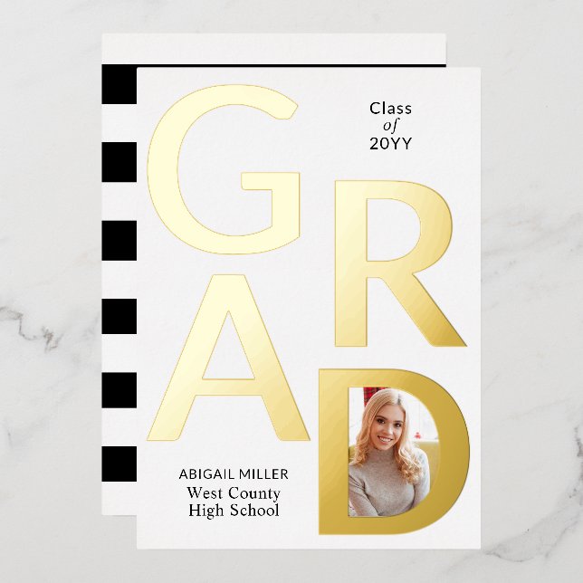 GRAD Class of 2026 photo graduation announcement (Front/Back)