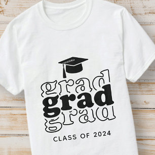 Grad Class of 20XX Black & White Modern Graduation T-Shirt