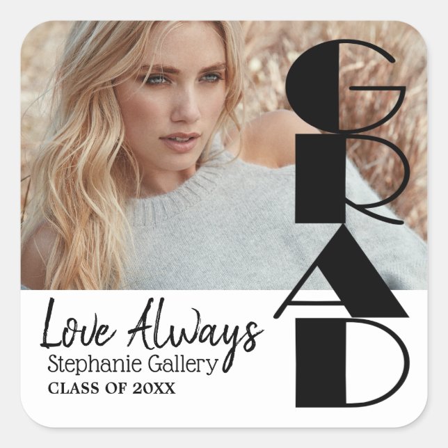 Grad - Class of 20XX - DIY Photo Square Sticker (Front)