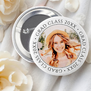 Grad Class of 20XX Modern Simple Custom Photo Button