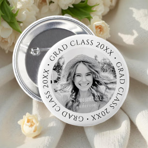 Grad Class of 20XX Simple Modern Custom Photo Button