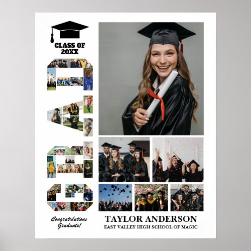 Grad Class Senior Graduation Day DIY Photo Collage Poster