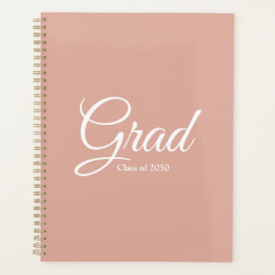 Grad class year dusty pink custom script text planner